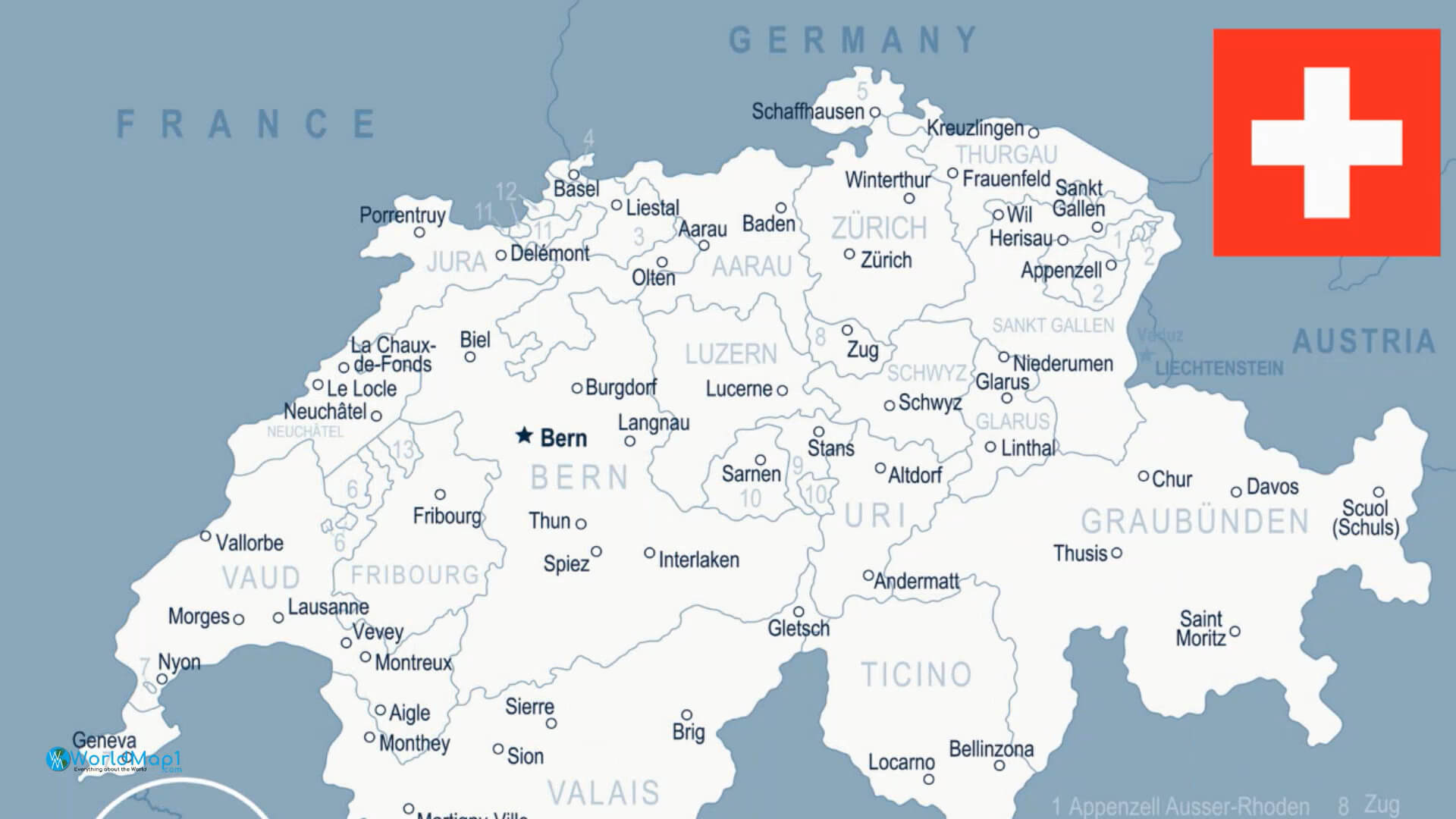 Switzerland White Map